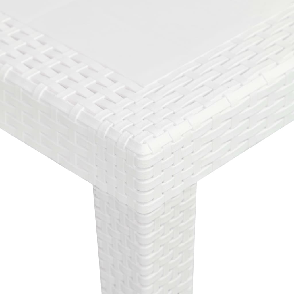 Mesa y sillas de jardín 3 piezas plástico blanco aspecto ratán