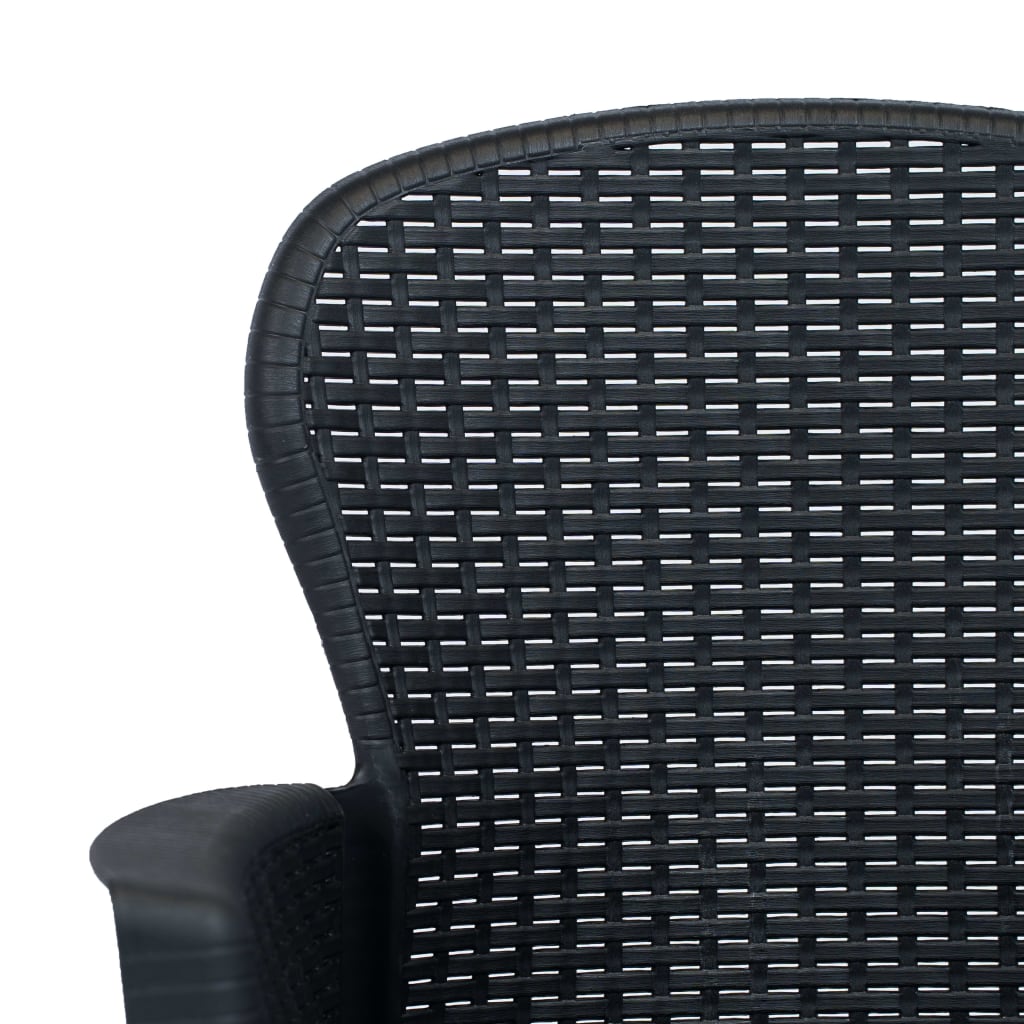 Mesa y sillas de jardín 3 piezas plástico gris aspecto ratán