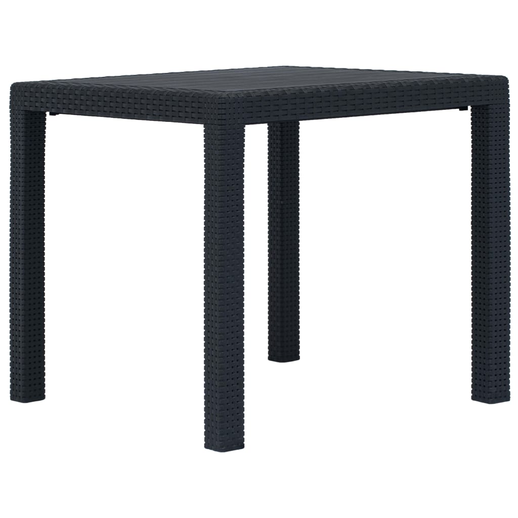 Mesa y sillas de jardín 3 piezas plástico gris aspecto ratán