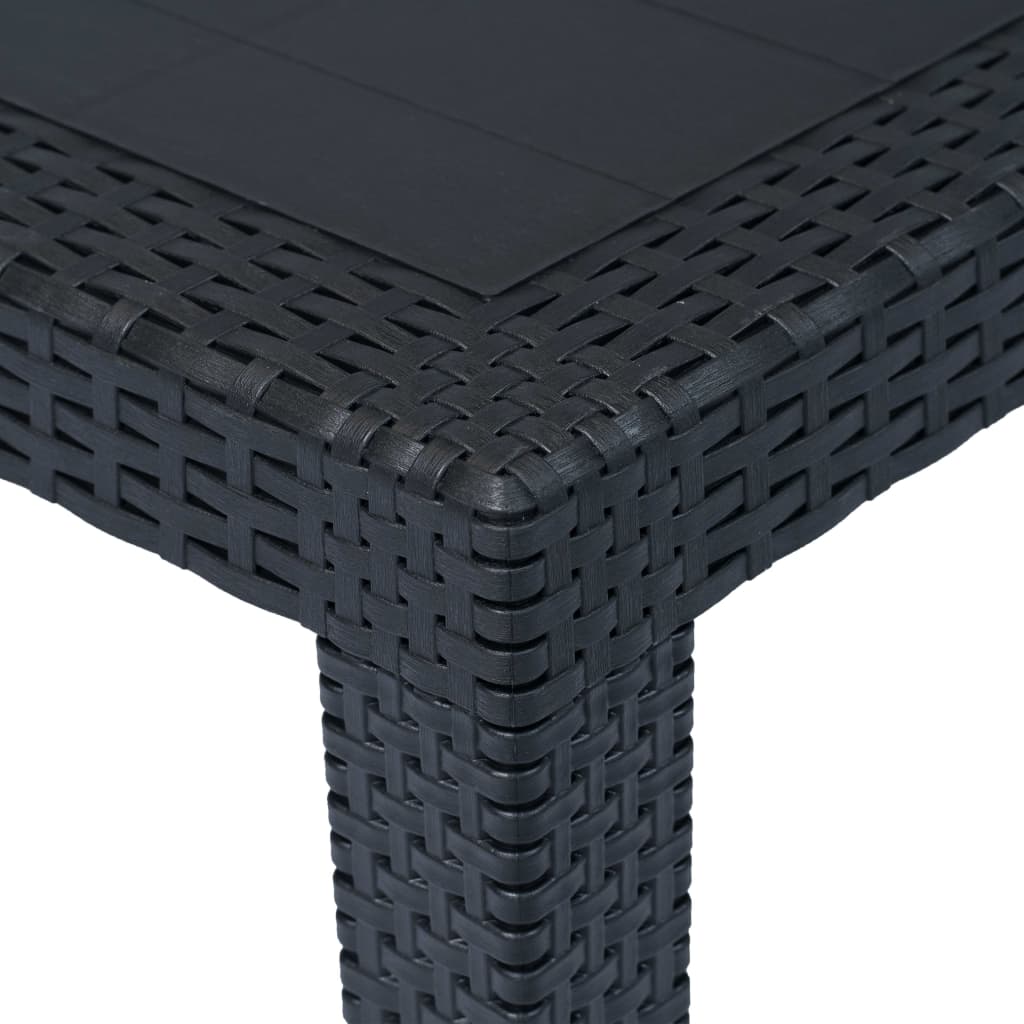 Mesa y sillas de jardín 3 piezas plástico gris aspecto ratán