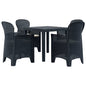 5-piece garden dining set, anthracite grey plastic, rattan look
