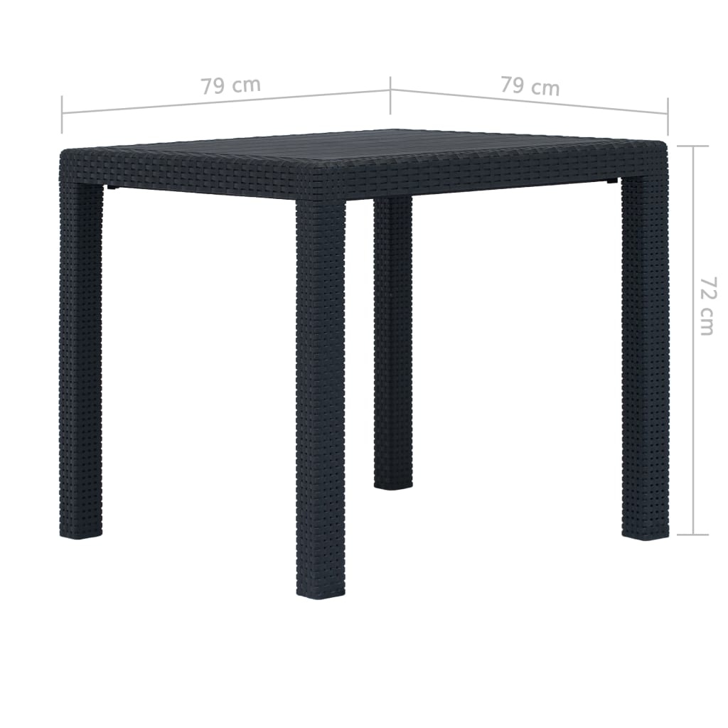 Comedor de jardín 5 pzas plástico gris antracita aspecto ratán