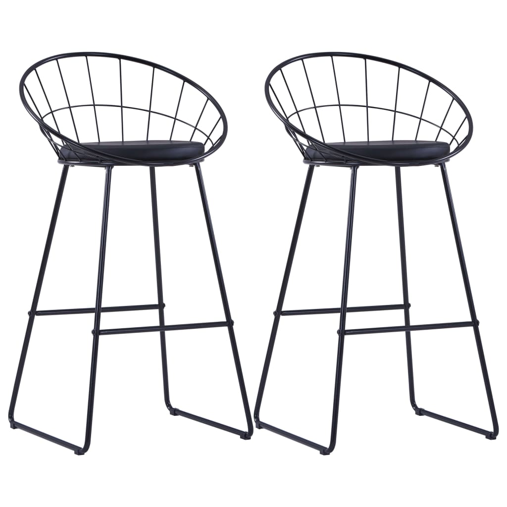 Taburete de barra de cocina 2 unidades cuero sintético negro