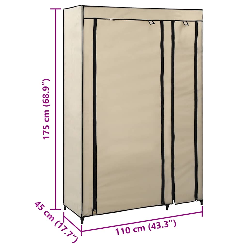 Armario plegable de tela color crema 110x45x175 cm