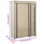 Armario plegable de tela color crema 110x45x175 cm