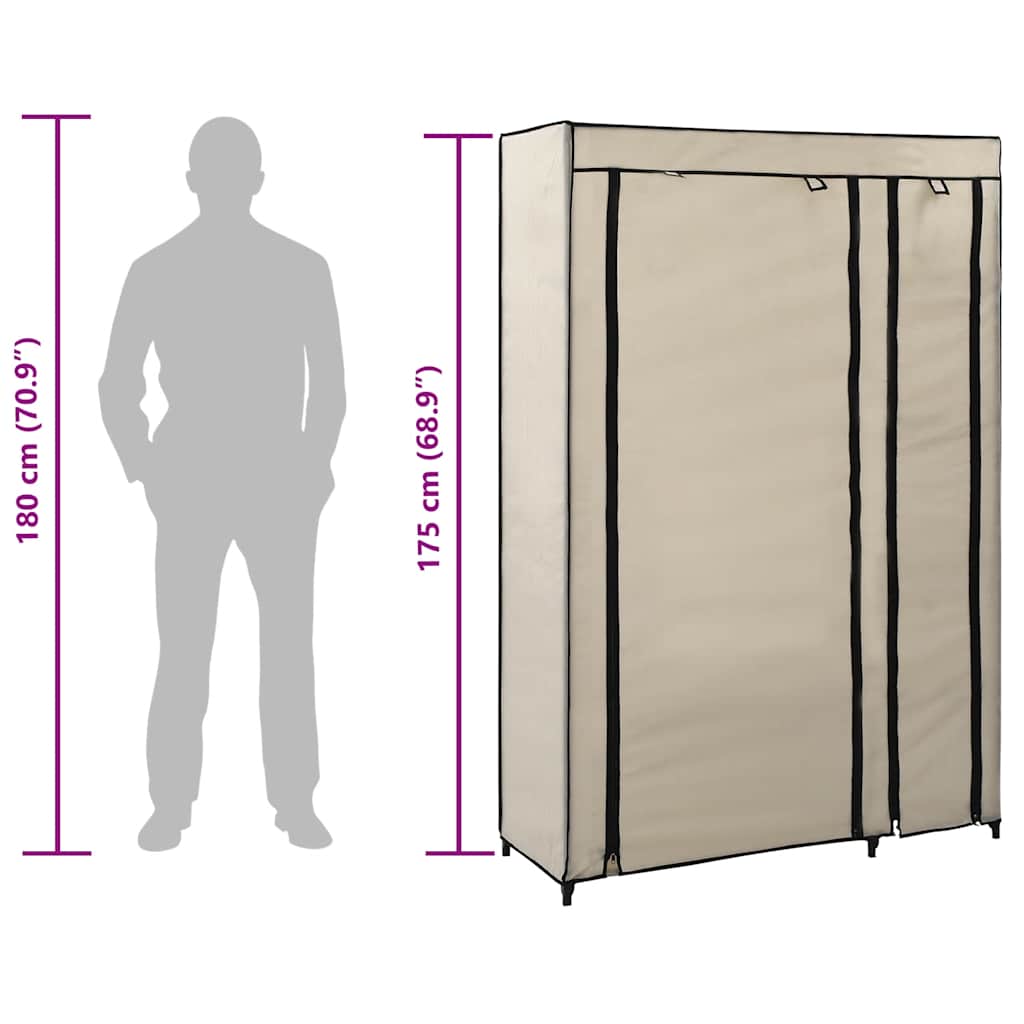 Armario plegable de tela color crema 110x45x175 cm