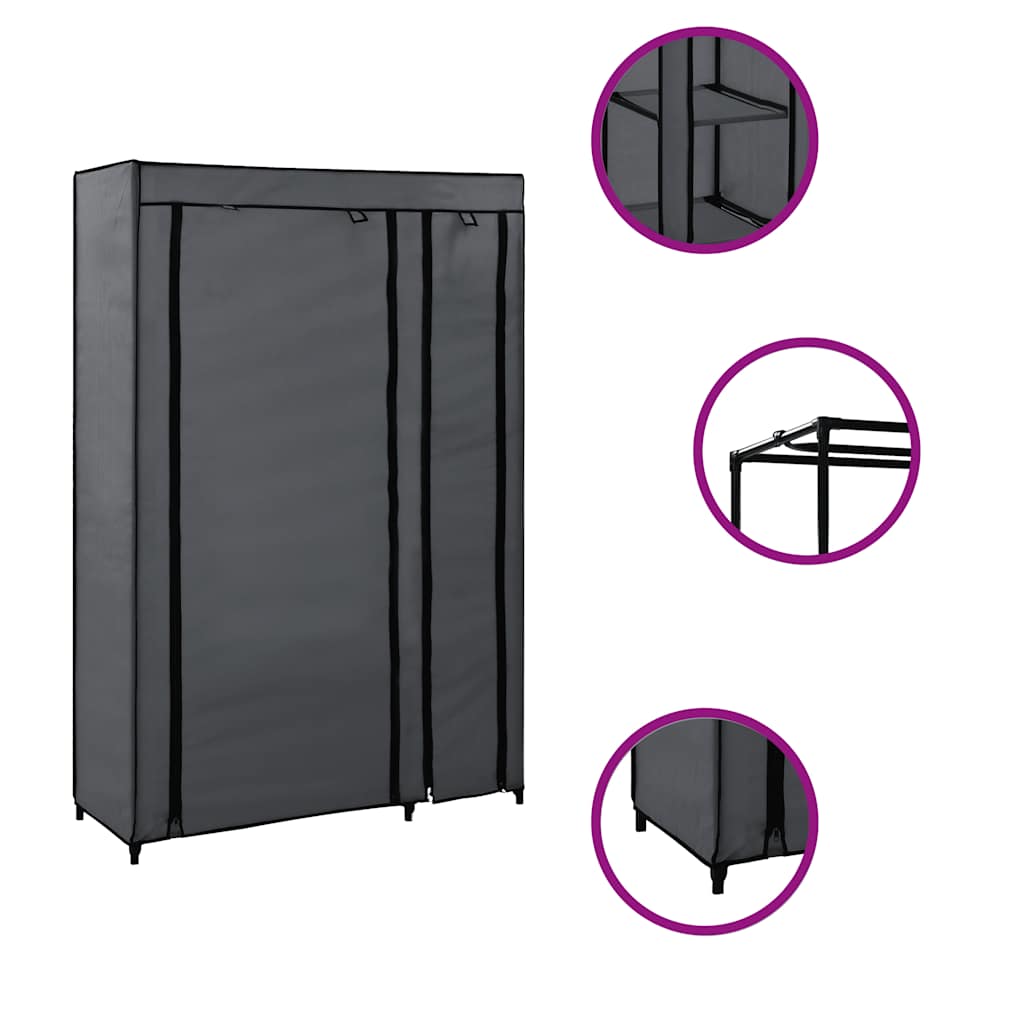 Armario plegable de tela gris 110x45x175 cm