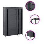 Armario plegable de tela gris 110x45x175 cm