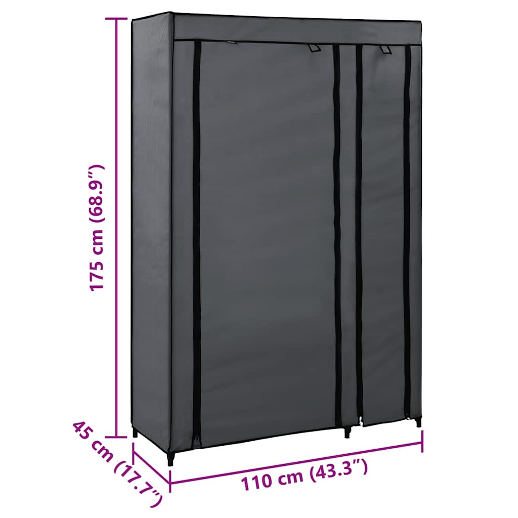 Armario plegable de tela gris 110x45x175 cm