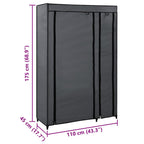 Armario plegable de tela gris 110x45x175 cm