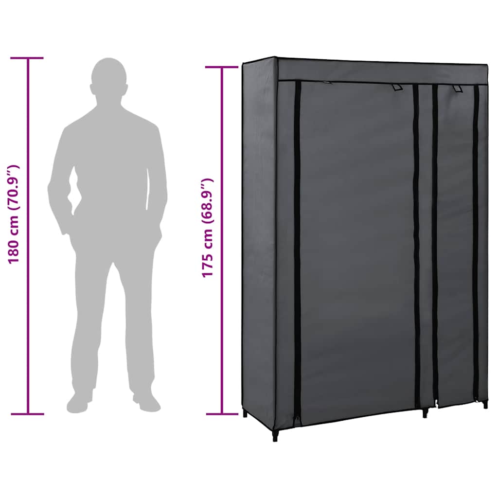 Armario plegable de tela gris 110x45x175 cm