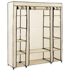 Armario con compartimentos y varillas tela crema 150x45x176 cm