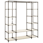 Armario con compartimentos y varillas tela crema 150x45x176 cm