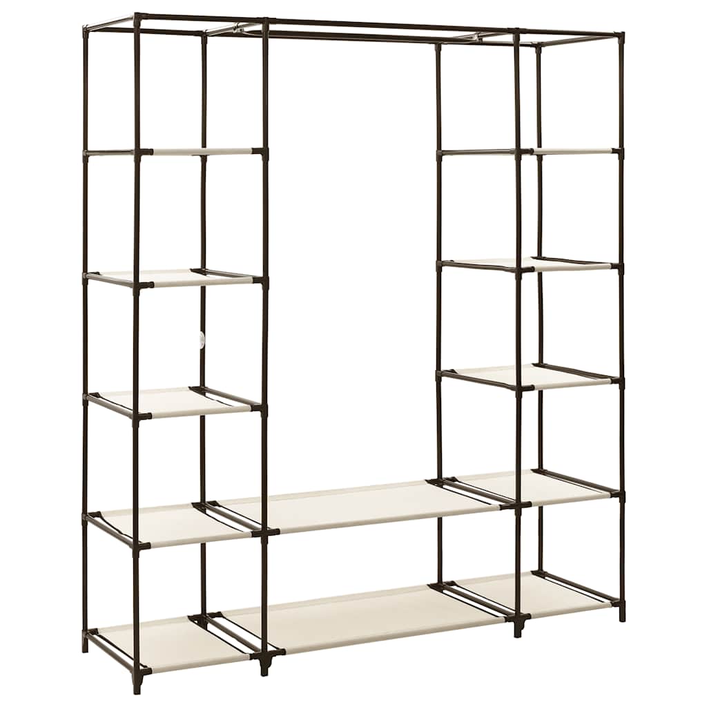 Armario con compartimentos y varillas tela crema 150x45x176 cm