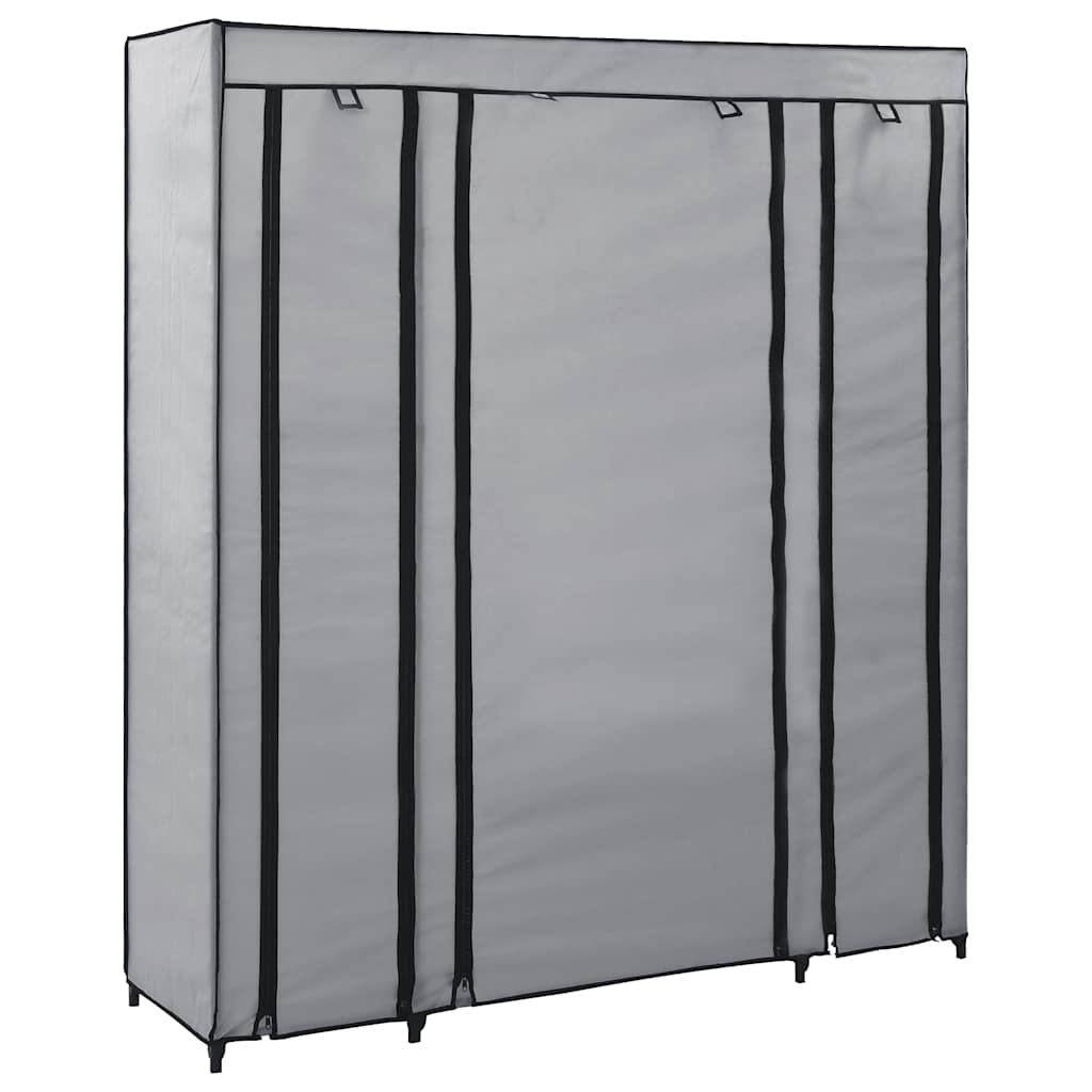 Armario con compartimentos y varillas tela crema 150x45x176 cm