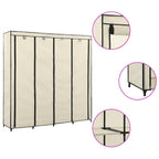 Armario con 4 compartimentos color crema 175x45x170 cm