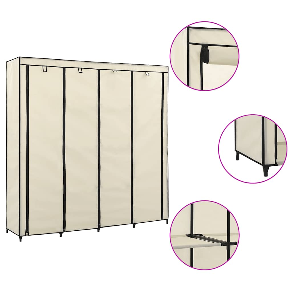 Armario con 4 compartimentos color crema 175x45x170 cm