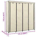 Armario con 4 compartimentos color crema 175x45x170 cm