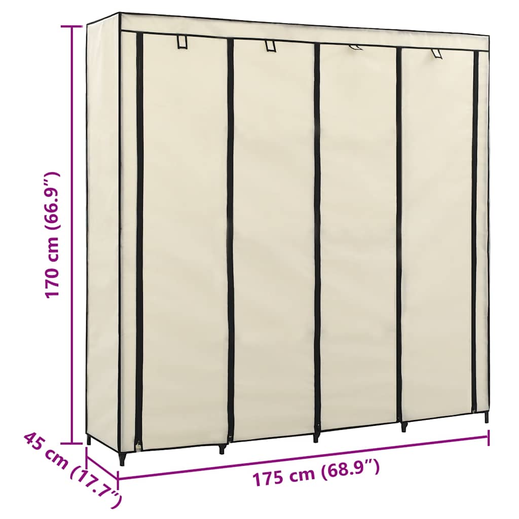 Armario con 4 compartimentos color crema 175x45x170 cm