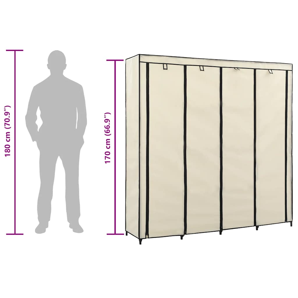 Armario con 4 compartimentos color crema 175x45x170 cm