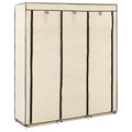 Armario con compartimentos y varillas tela crema 150x45x175 cm
