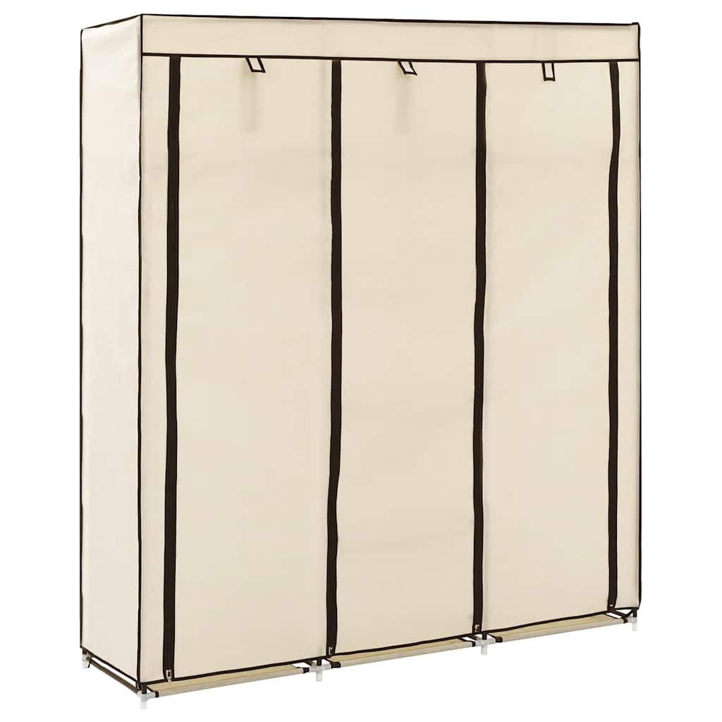 Armario con compartimentos y varillas tela crema 150x45x175 cm