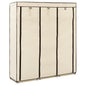 Armario con compartimentos y varillas tela crema 150x45x175 cm