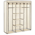 Armario con compartimentos y varillas tela crema 150x45x175 cm