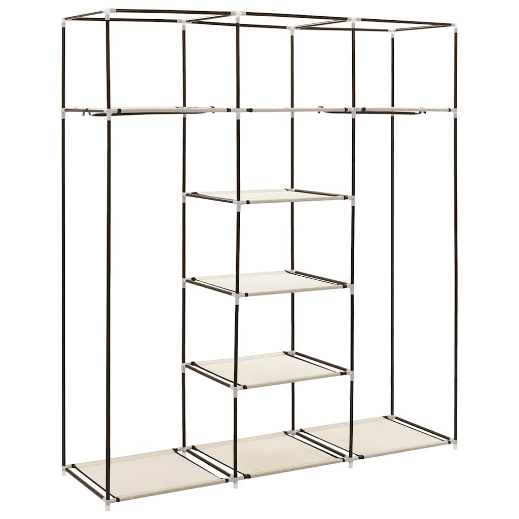 Armario con compartimentos y varillas tela crema 150x45x175 cm