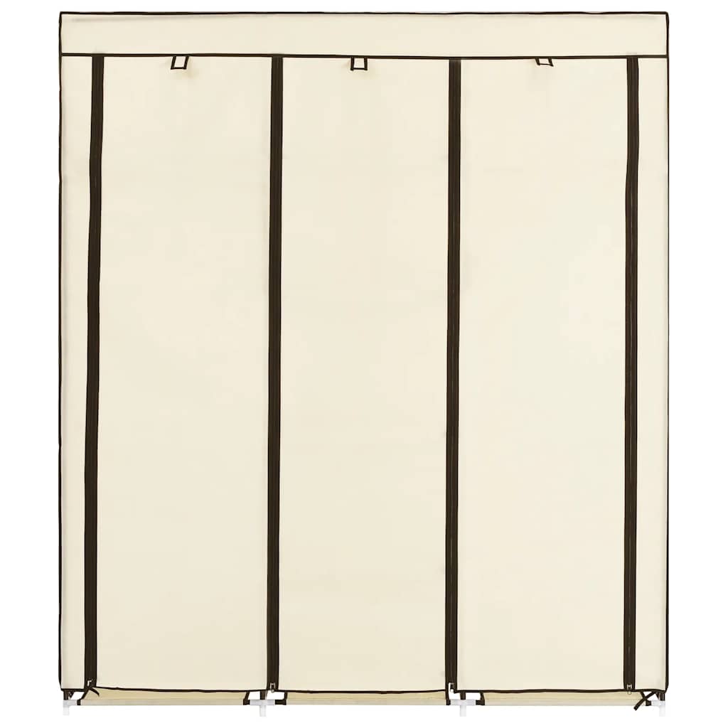 Armario con compartimentos y varillas tela crema 150x45x175 cm