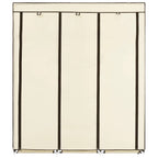 Armario con compartimentos y varillas tela crema 150x45x175 cm