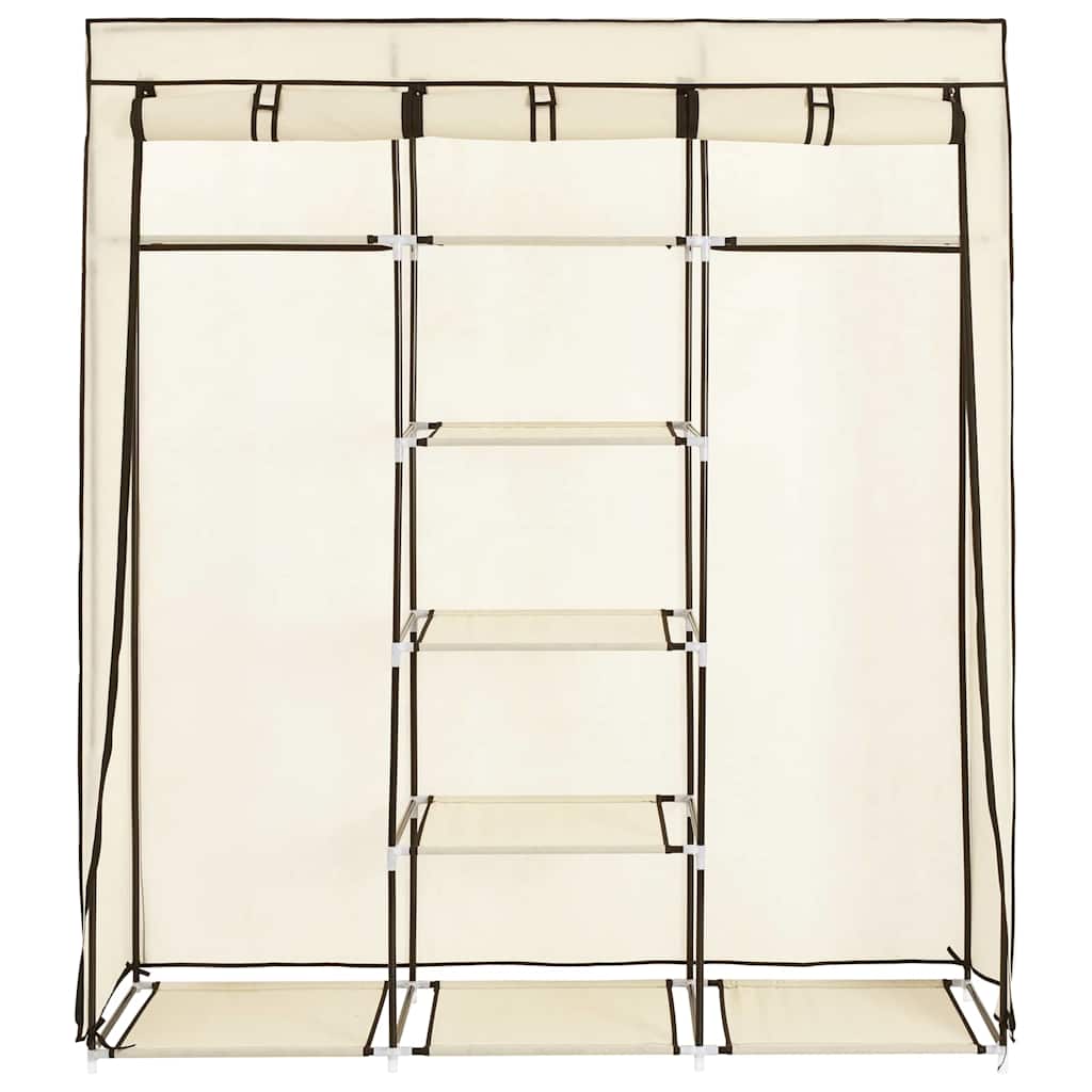 Armario con compartimentos y varillas tela crema 150x45x175 cm