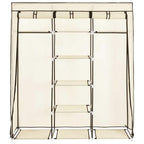 Armario con compartimentos y varillas tela crema 150x45x175 cm