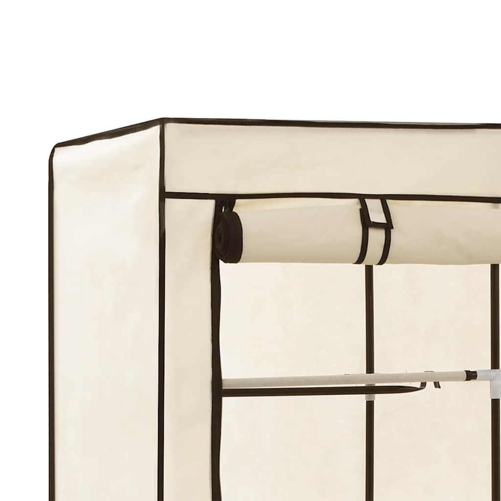Armario con compartimentos y varillas tela crema 150x45x175 cm