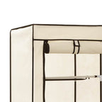 Armario con compartimentos y varillas tela crema 150x45x175 cm