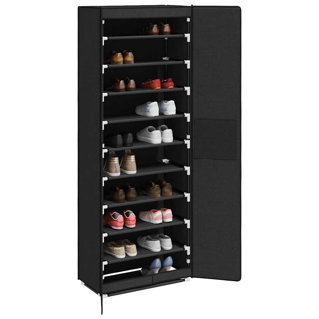 Zapatero de tela con funda negro 60x30x166 cm
