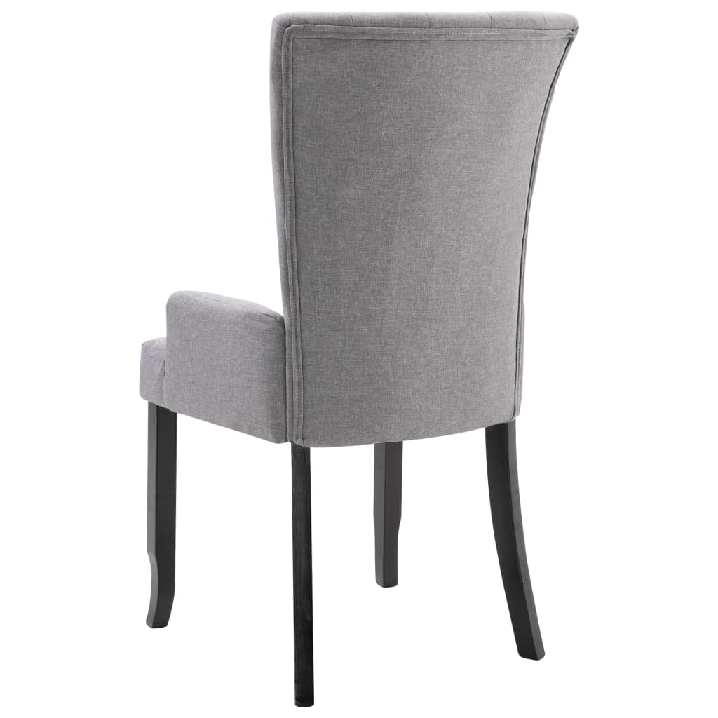 Silla de comedor con reposabrazos de tela gris claro