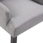 Silla de comedor con reposabrazos de tela gris claro