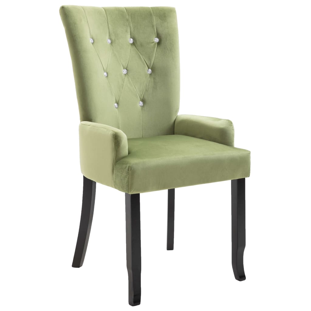 Silla de comedor con reposabrazos terciopelo verde claro