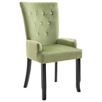 Silla de comedor con reposabrazos terciopelo verde claro