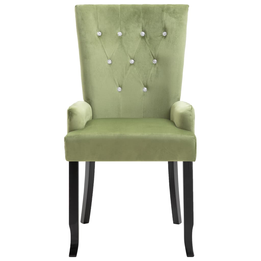 Silla de comedor con reposabrazos terciopelo verde claro