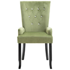 Silla de comedor con reposabrazos terciopelo verde claro