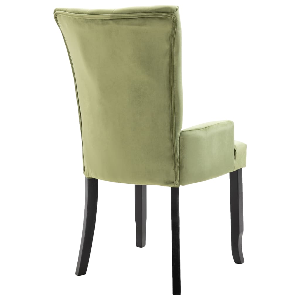 Silla de comedor con reposabrazos terciopelo verde claro