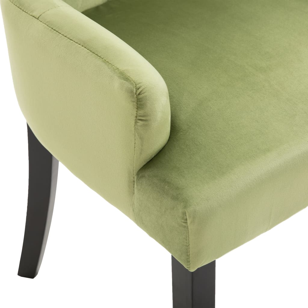 Silla de comedor con reposabrazos terciopelo verde claro