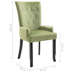 Silla de comedor con reposabrazos terciopelo verde claro