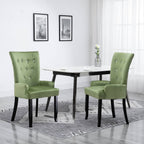 Silla de comedor con reposabrazos terciopelo verde claro