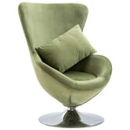 Sillón giratorio con forma de huevo con cojín de terciopelo verde claro