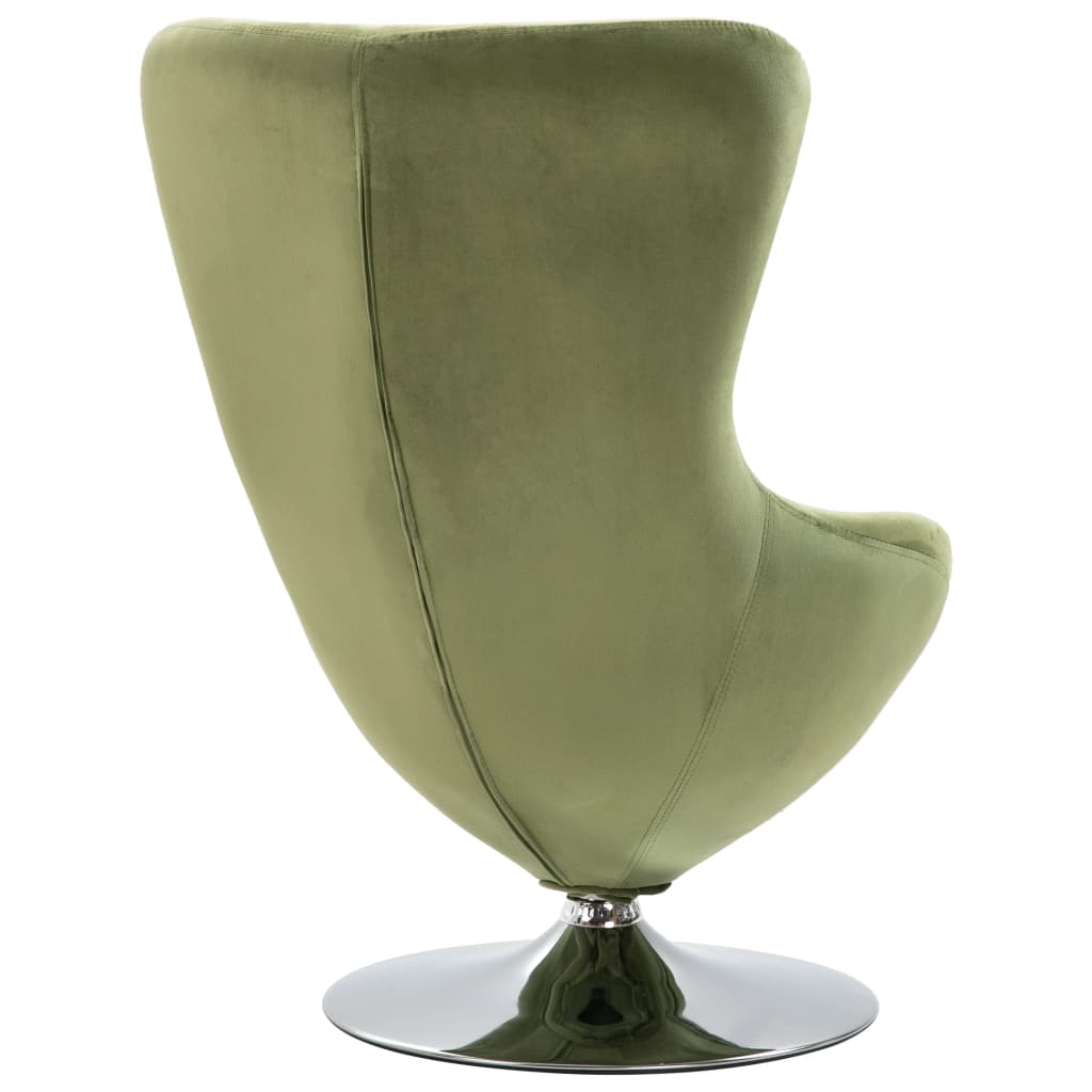 Sillón giratorio con forma de huevo con cojín de terciopelo verde claro