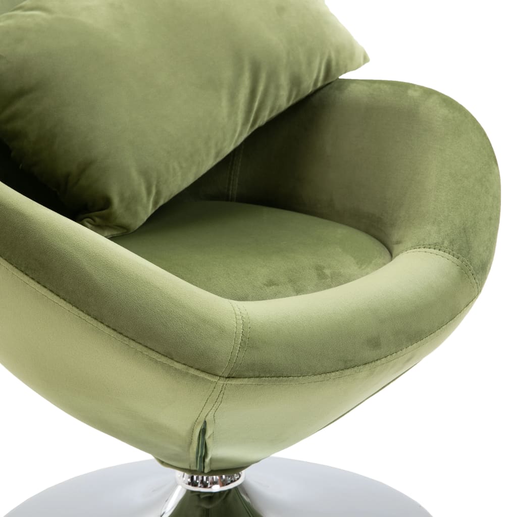 Sillón giratorio con forma de huevo con cojín de terciopelo verde claro