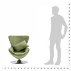 Sillón giratorio con forma de huevo con cojín de terciopelo verde claro